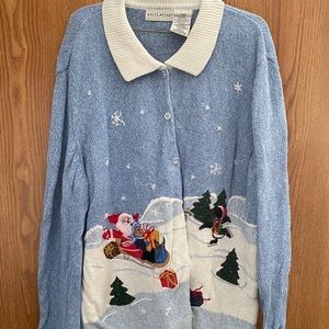 Women’s Long Sleeve Button-Down Christmas Sweater